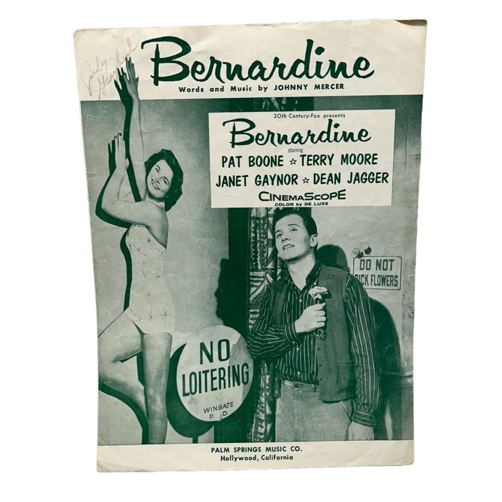 Piano Sheet Music Bernardine 1957 Vintage Johnny Mercer Pat Boone